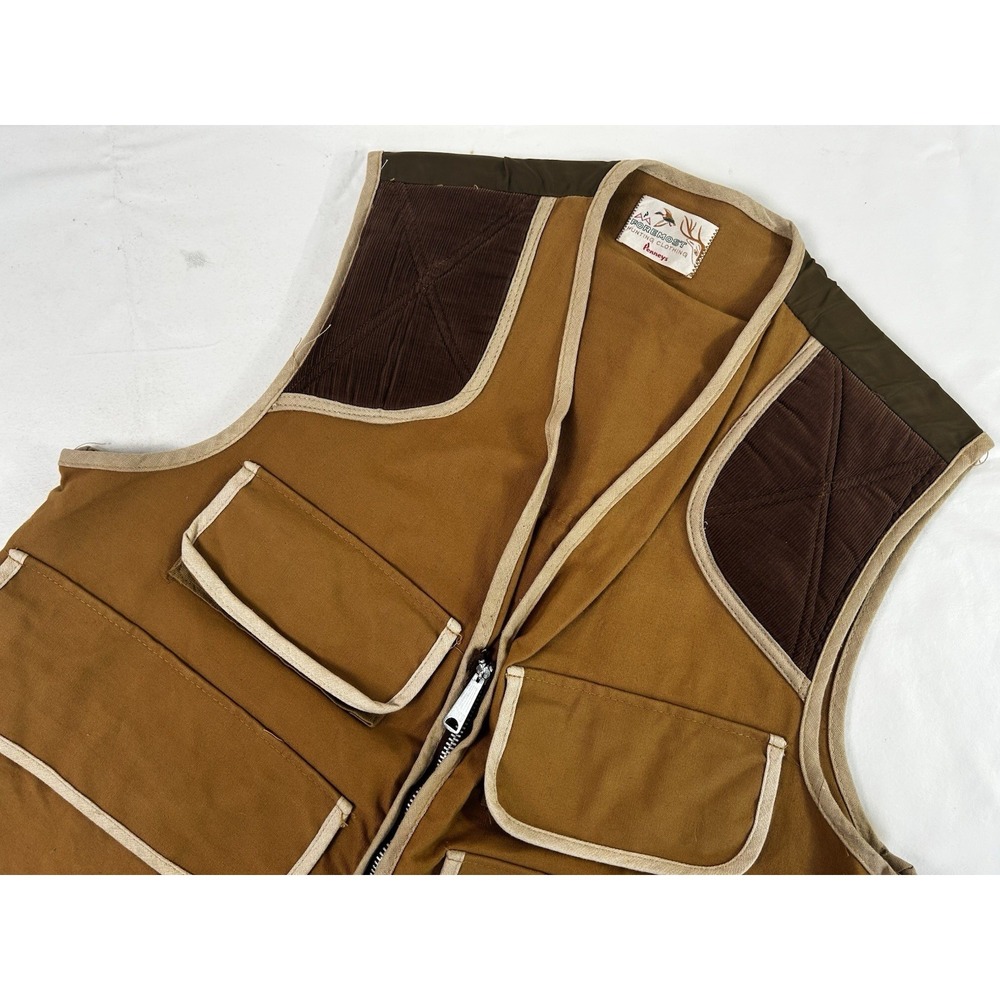 VTG 60s Penneys Foremost Hunting Clothing Brown Canvas Shooting Vest Medium